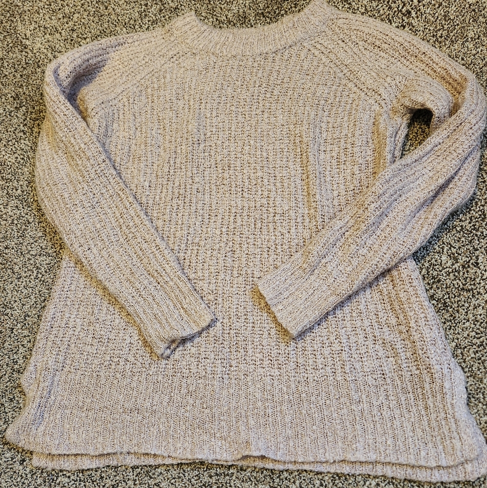 Mud pie Mauve loose knit sweater, slit waist, Size s